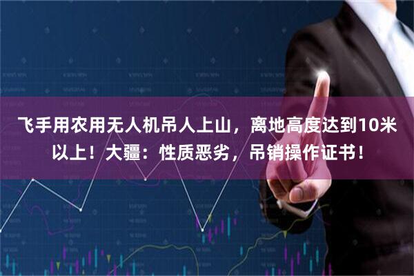 飞手用农用无人机吊人上山，离地高度达到10米以上！大疆：性质恶劣，吊销操作证书！